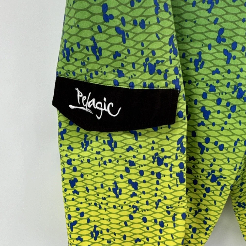 Pelagic Fish Scale Pattern Fishing Board Shorts Green Yellow Blue Athletic 40